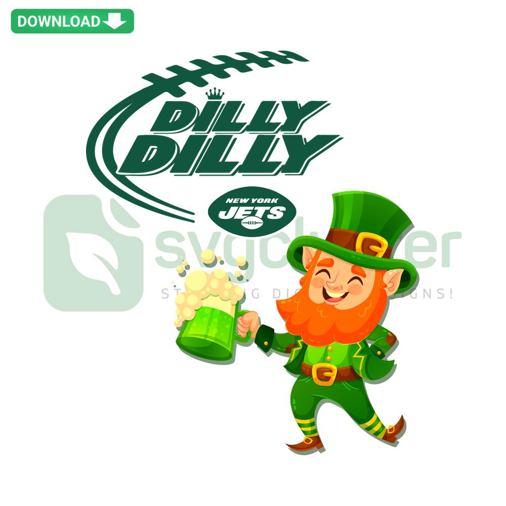 New York Jets Dilly Dilly Patrick Day SVG, green shamrock, team football logo, unique SVG design for St. Patrick's Day.