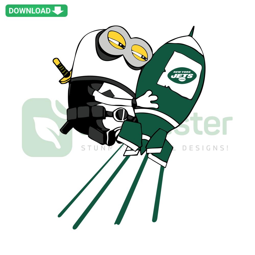 Minions New York Jets Rocket SVG Digital Download - Cartoon Minion Inside Jets Rocket Vector, Perfect for Crafts & Merchandising.