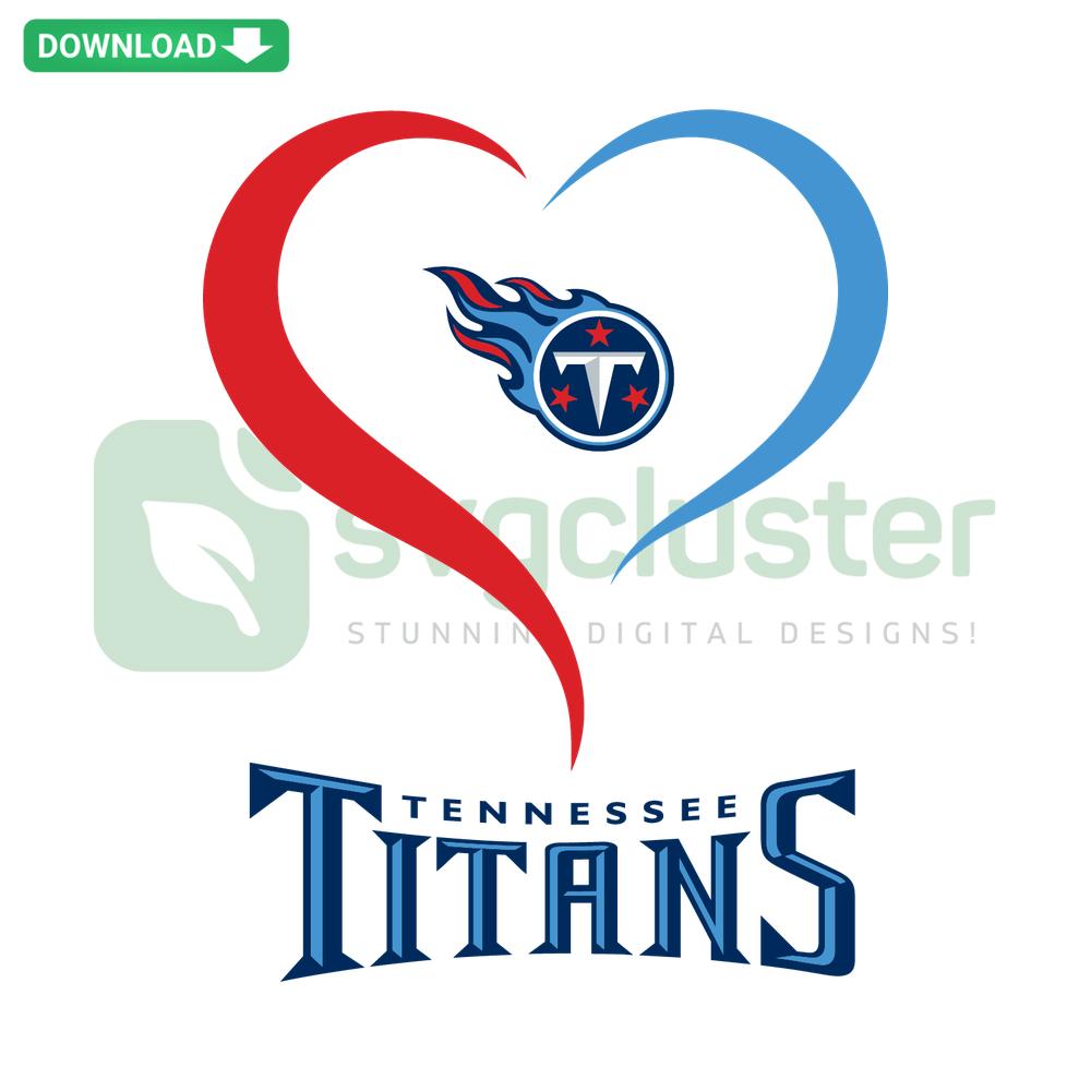 Tennessee Titans 'Love' SVG Design, Instant Download - Features team colors, logo, and heart motif, ideal for crafts or gifts.