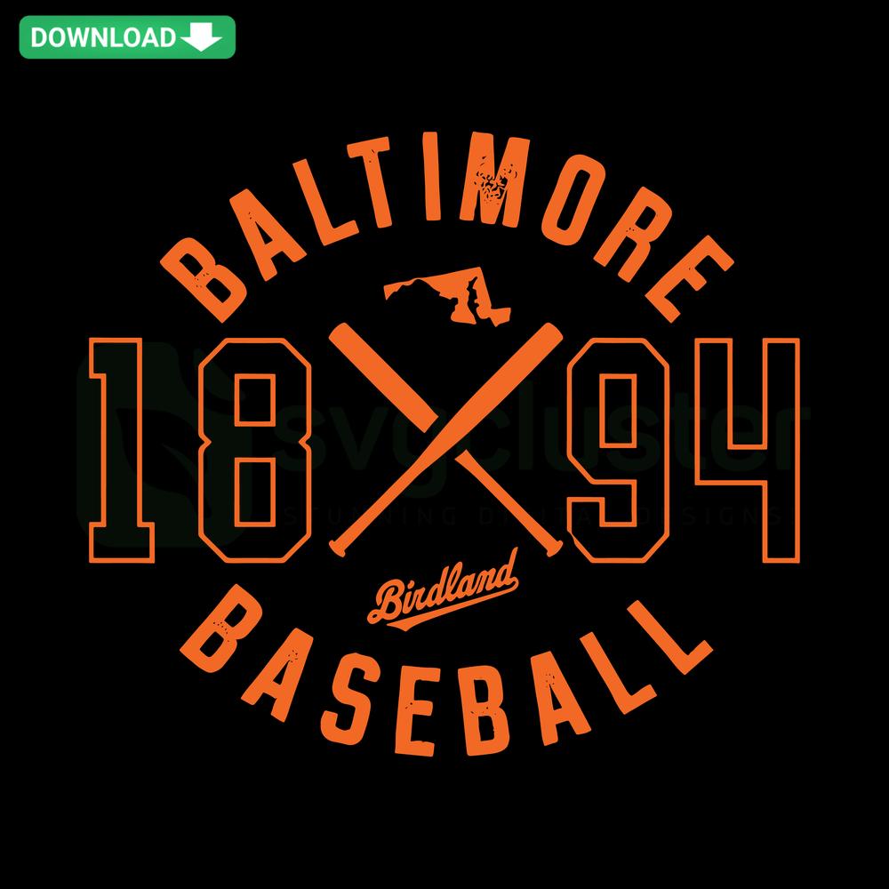 Baltimore Baseball 1894 Vintage Bat SVG, ideal for Cricut/Silhouette, detailed classic design, digital download file.