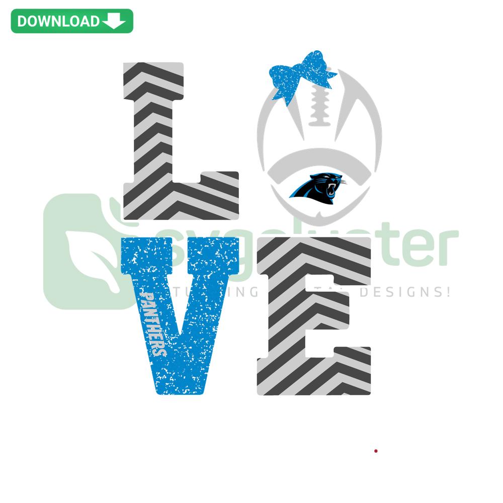Love Panthers Football SVG, digital Cricut template featuring stylized football and heart elements, perfect for DIY crafts.