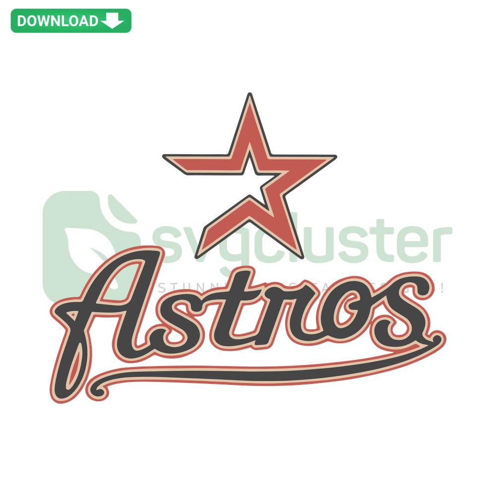 Vintage Houston Astro Baseball MLB SVG file featuring classic logo graphic for Cricut design projects. Retro sports theme.