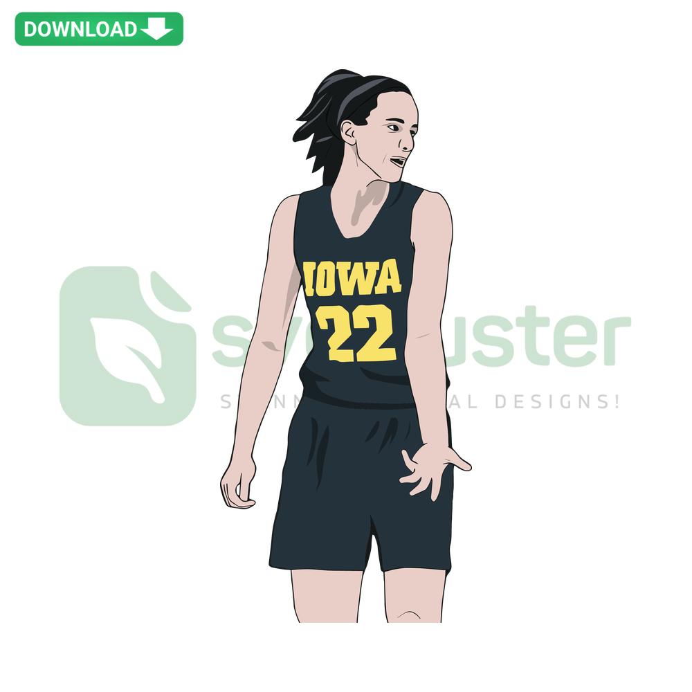 Caitlin Clark Iowa Hawkeyes SVG design featuring basketball theme, perfect for NCAA sports fans. Downloadable SVG file.