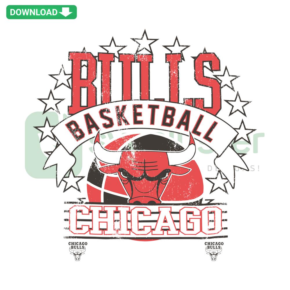 Chicago Bulls NBA SVG Design: Iconic bull logo with team colors, perfect for wall art. Downloadable SVG for basketball fans.