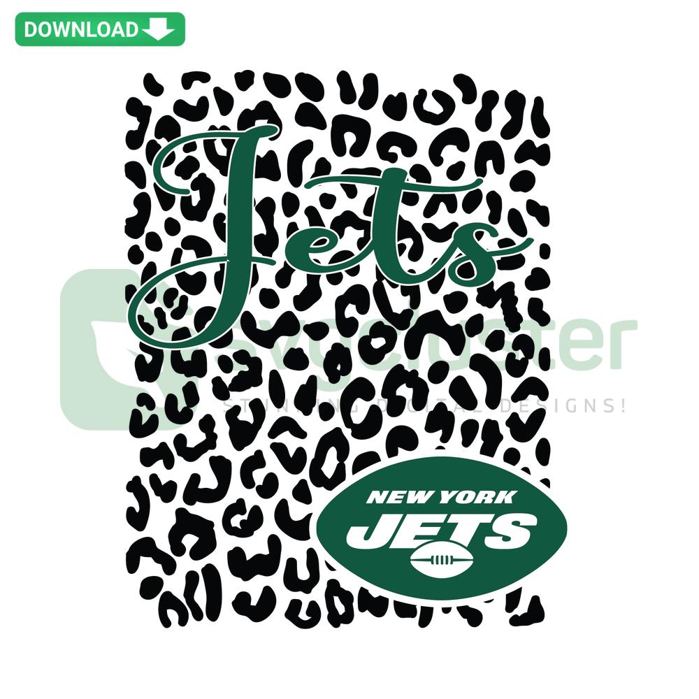 New York Jets Leopard Spirit SVG Cricut Download: Green logo with leopard print, vector design, ideal for Cricut crafts.