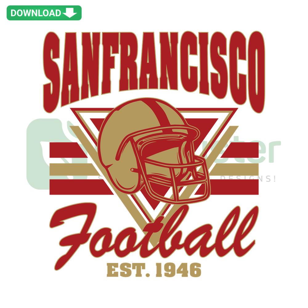 Vintage San Francisco 49ers Football SVG, vector design featuring classic helmet and logo, perfect for sports fan crafts.