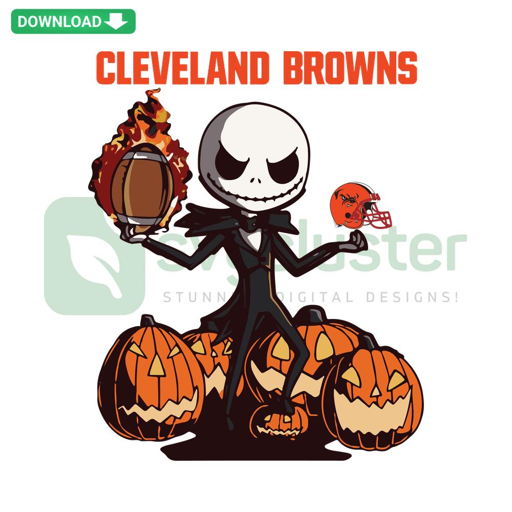 Cleveland Browns Jack Skellington Halloween SVG, spooky-themed SVG file, perfect for Halloween crafts and fan merchandise.