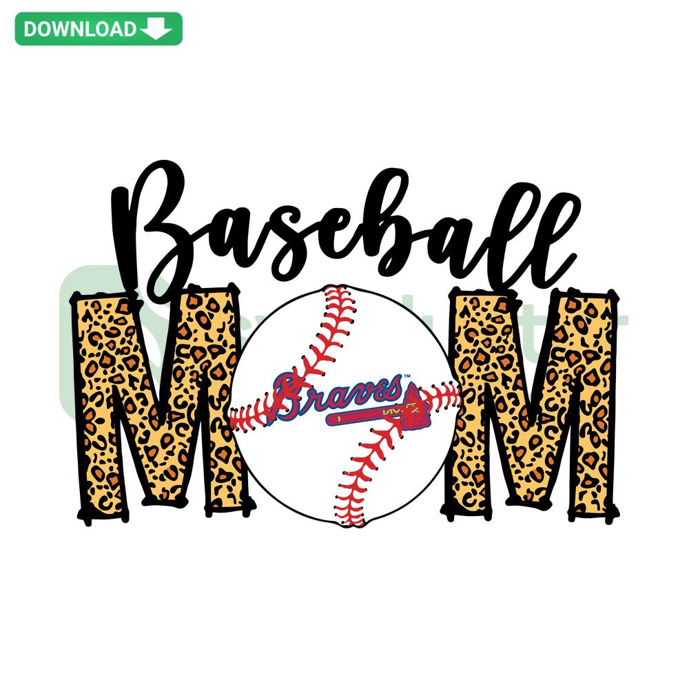 Atlanta Braves Baseball Mom SVG design, featuring team colors and baseball elements, perfect for Cricut and Silhouette crafts.