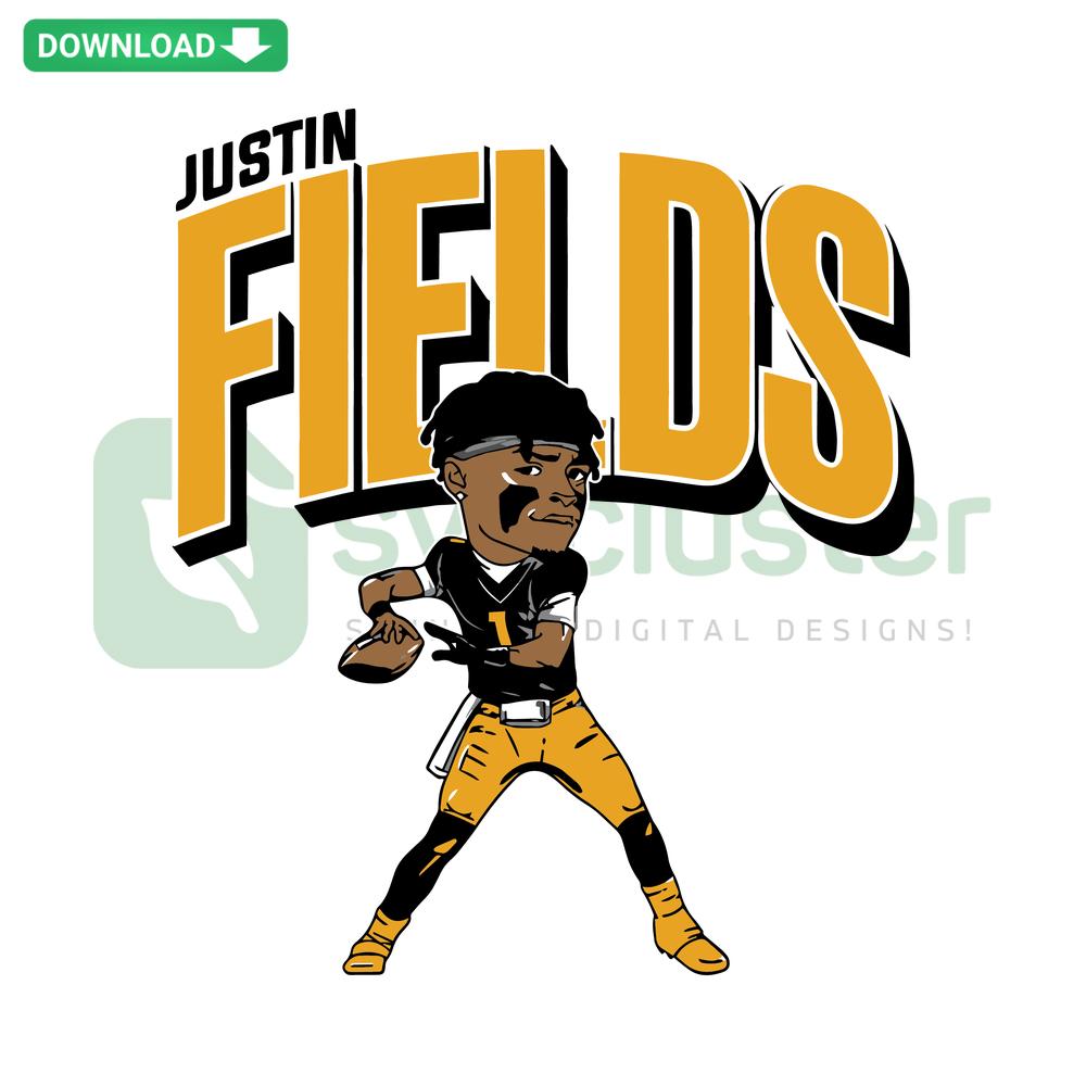 Justin Fields Pittsburgh Caricature SVG: NFL Football Player Cartoon, Instant Download Graphics, Sports Art Design