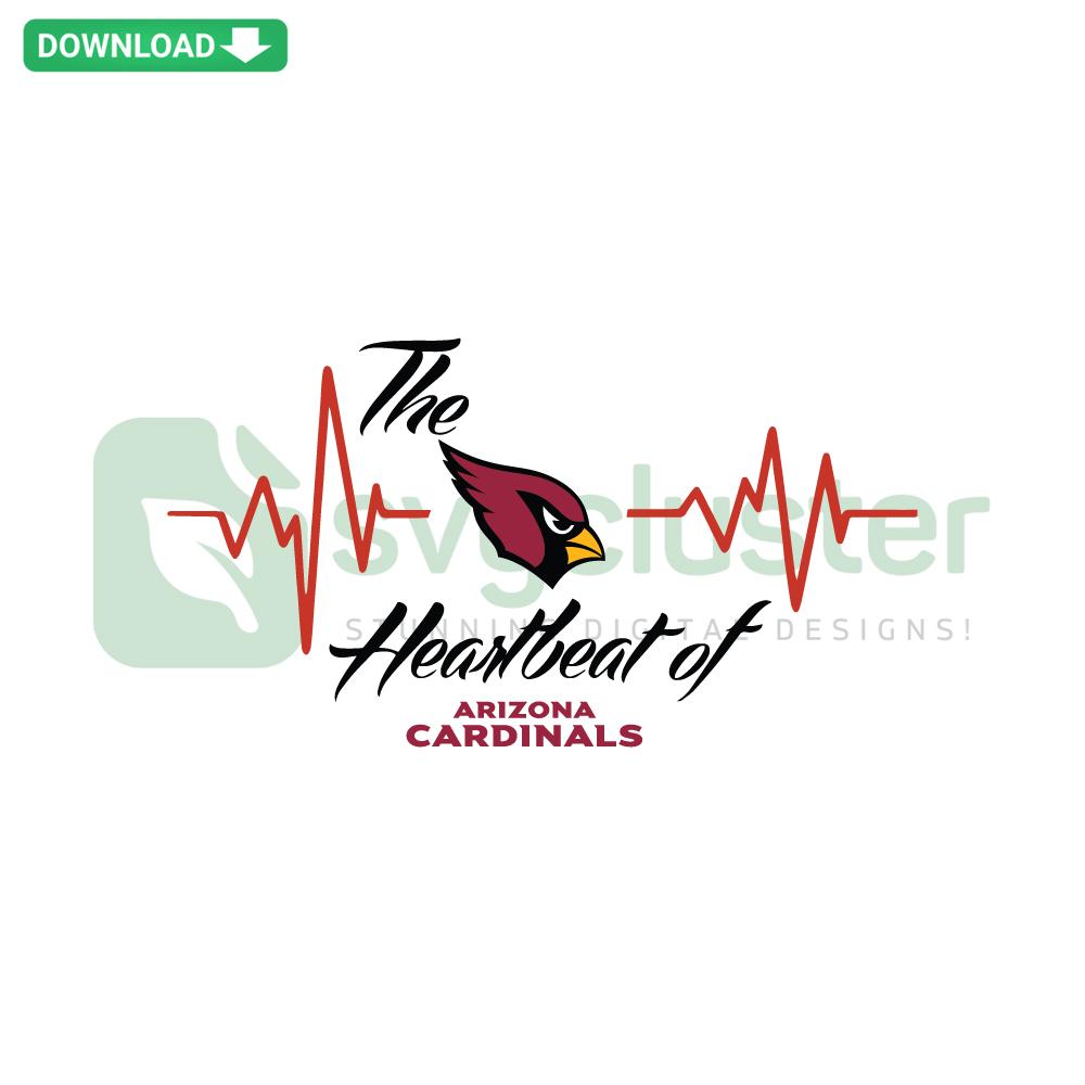 Arizona Heartbeat Of Cardinals Logo SVG, featuring vibrant red cardinal with heartbeat line, ideal for sports SVG downloads.