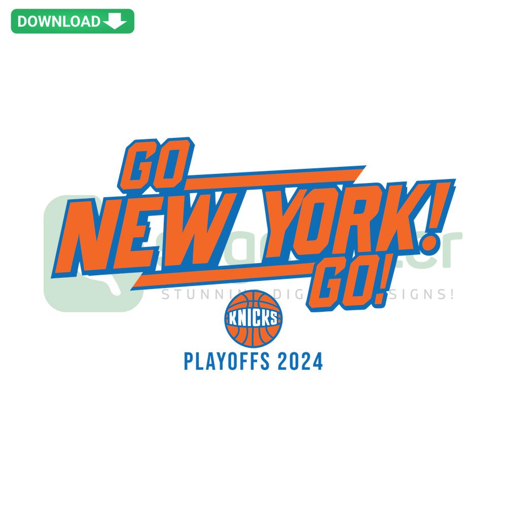 Retro New York Go Basketball Knicks SVG, featuring bold blue and orange team colors, perfect for digital crafting projects.