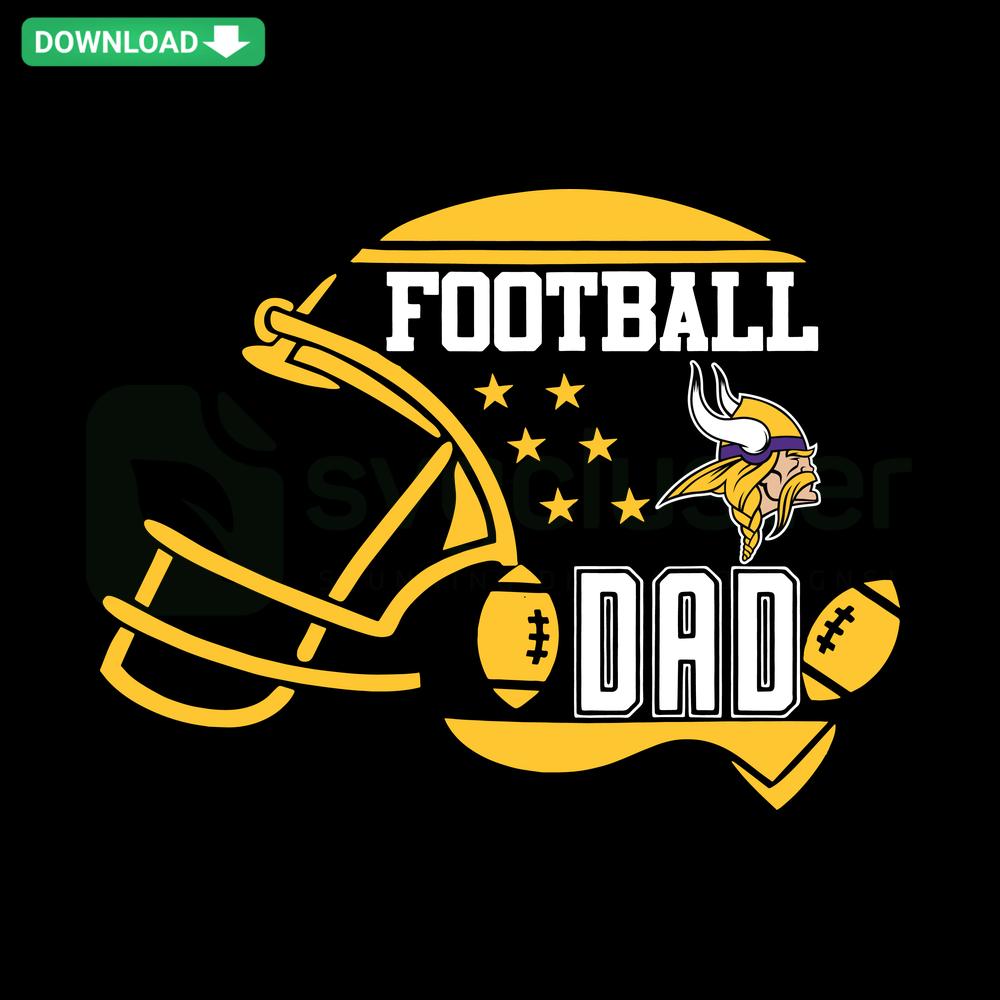 Football Dad Minnesota Vikings Helmet SVG featuring purple helmet graphic, perfect for T-Shirt design, digital files.