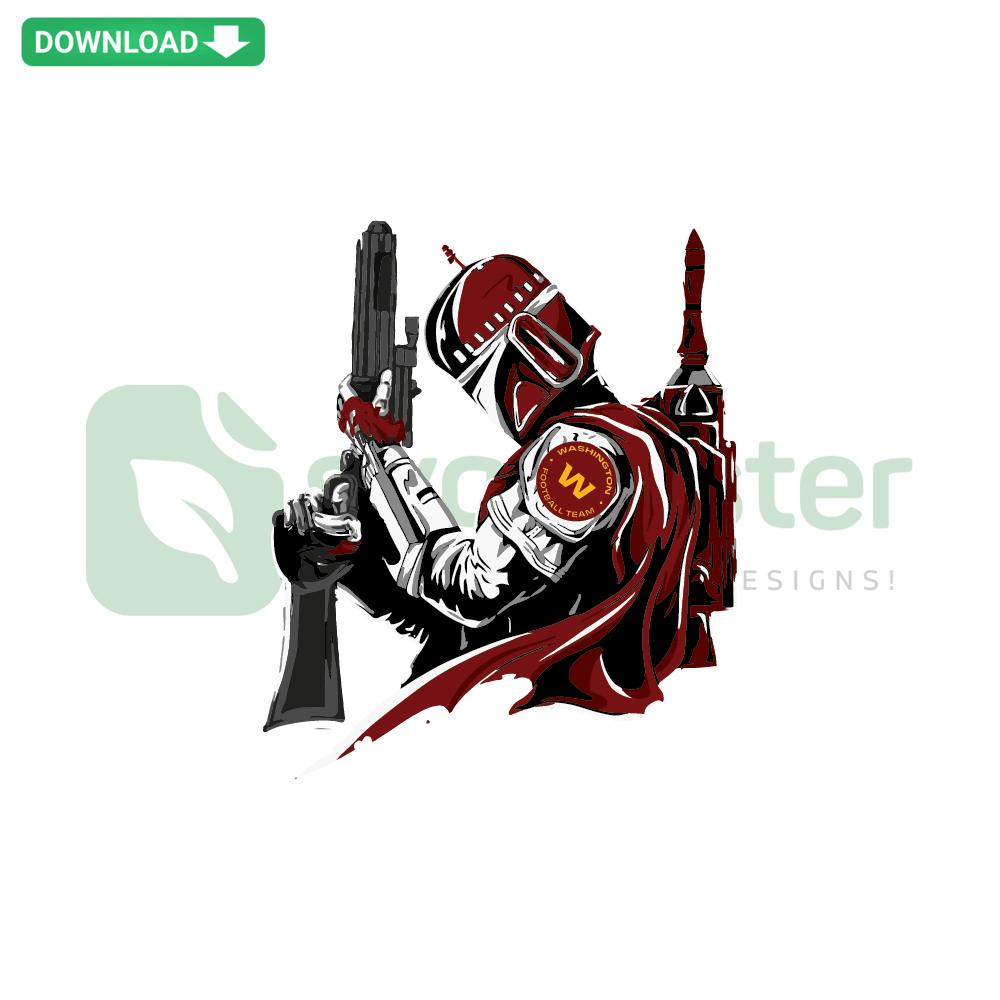 Mandalorian Washington Commanders SVG: Helmet design for Cricut, Star Wars NFL crossover graphic design files.