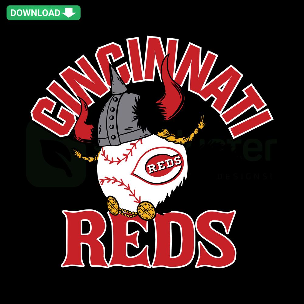 Cincinnati Reds player SVG design, vector art featuring team logo and player silhouette, perfect for sports-themed crafts.