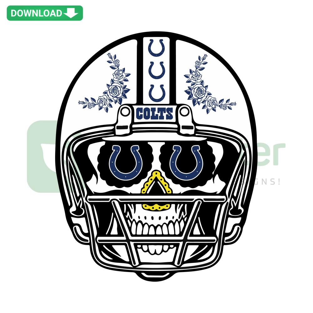 Colorful Sugar Skull Colts SVG design featuring intricate floral patterns, perfect for Dia de los Muertos projects. Downloadable SVG format.