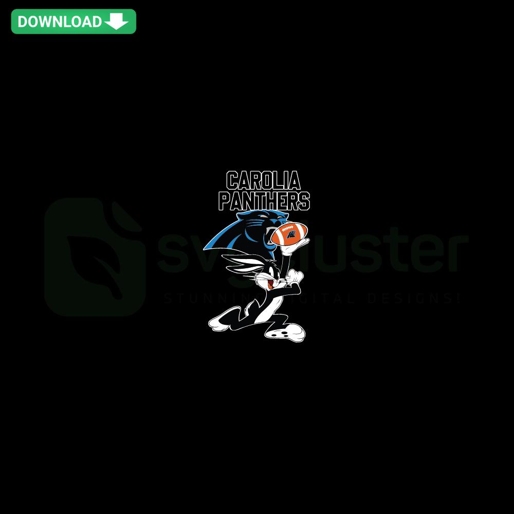 Easter-themed Carolina Panthers bunny SVG, cute football bunny clip art, digital download, sports fan craft design.