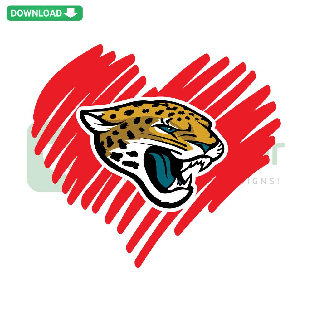 Jacksonville Jaguars Heart SVG: Vibrant logo within heart shape, perfect for instant download and design projects.