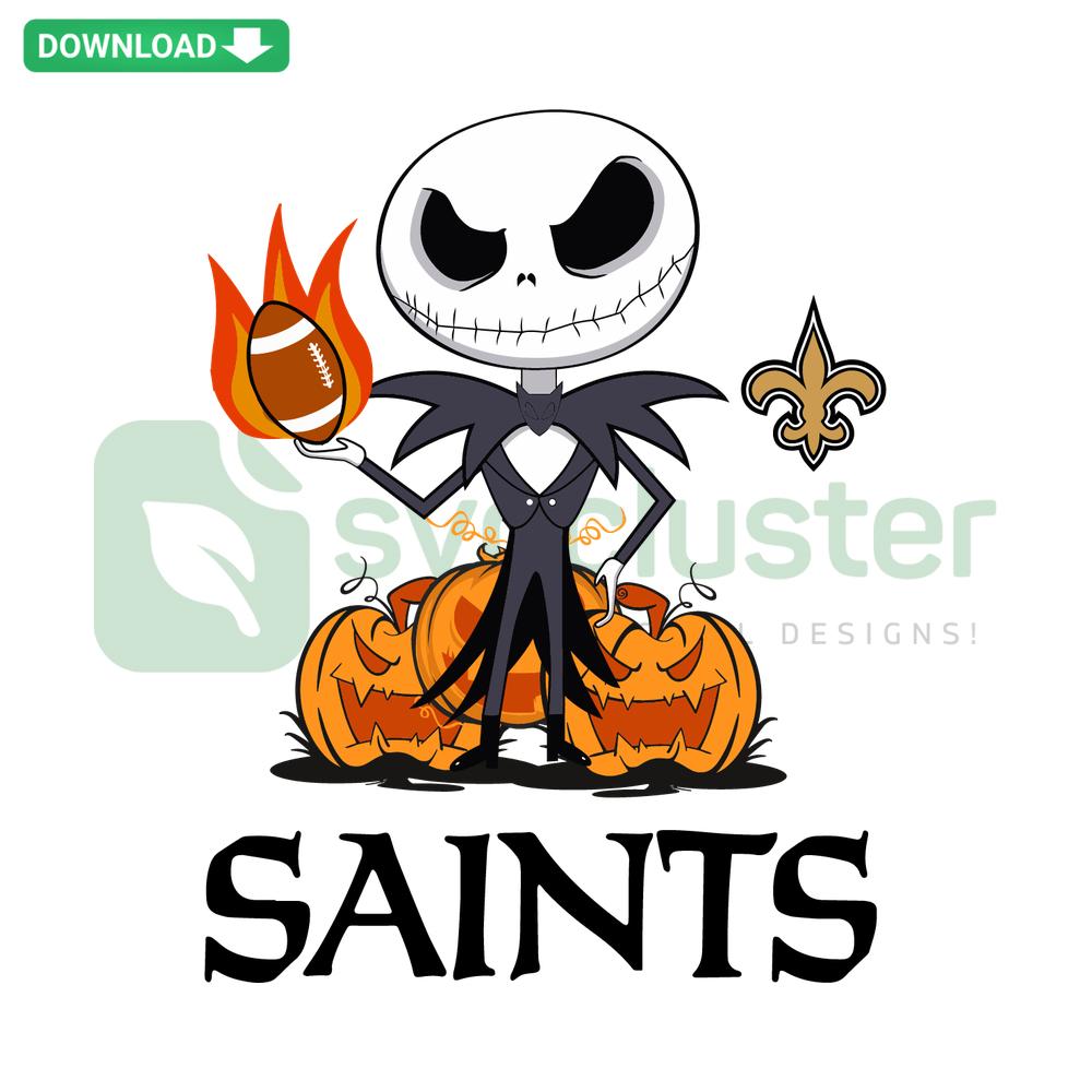 Saints Halloween Jack Skellington SVG – Premium Graphic Design featuring iconic character elements and spooky theme for festive projects.