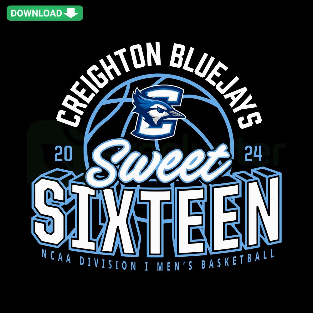 Creighton Bluejays 2024 NCAA Men's Basketball March Madness Sweet 16 SVG, Sports Design Resource for Designers