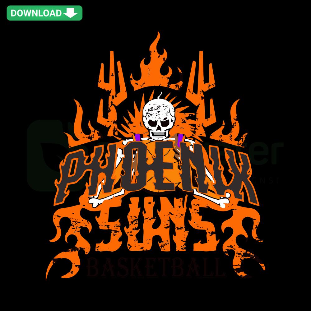 Phoenix Suns Basketball Skeleton SVG: digital download, intricate skeleton basketball player design for designers.
