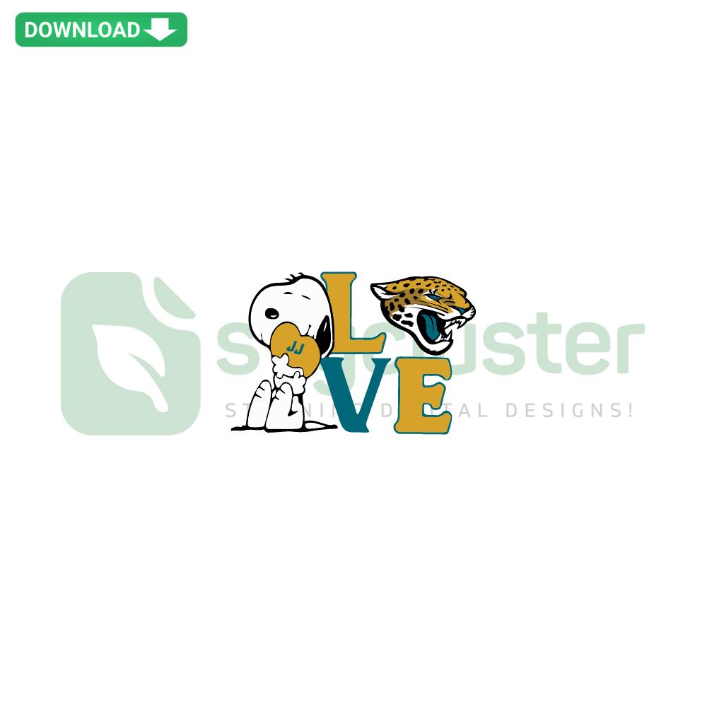 Snoopy hugging Jacksonville Jaguars logo, Premium SVG Digital Download, perfect for fans and craft projects.
