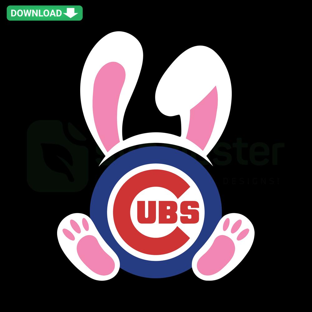 Chicago Cubs Easter Bunny SVG: Adorable bunny in Cubs cap holding Easter egg; perfect for Cricut & Silhouette projects.