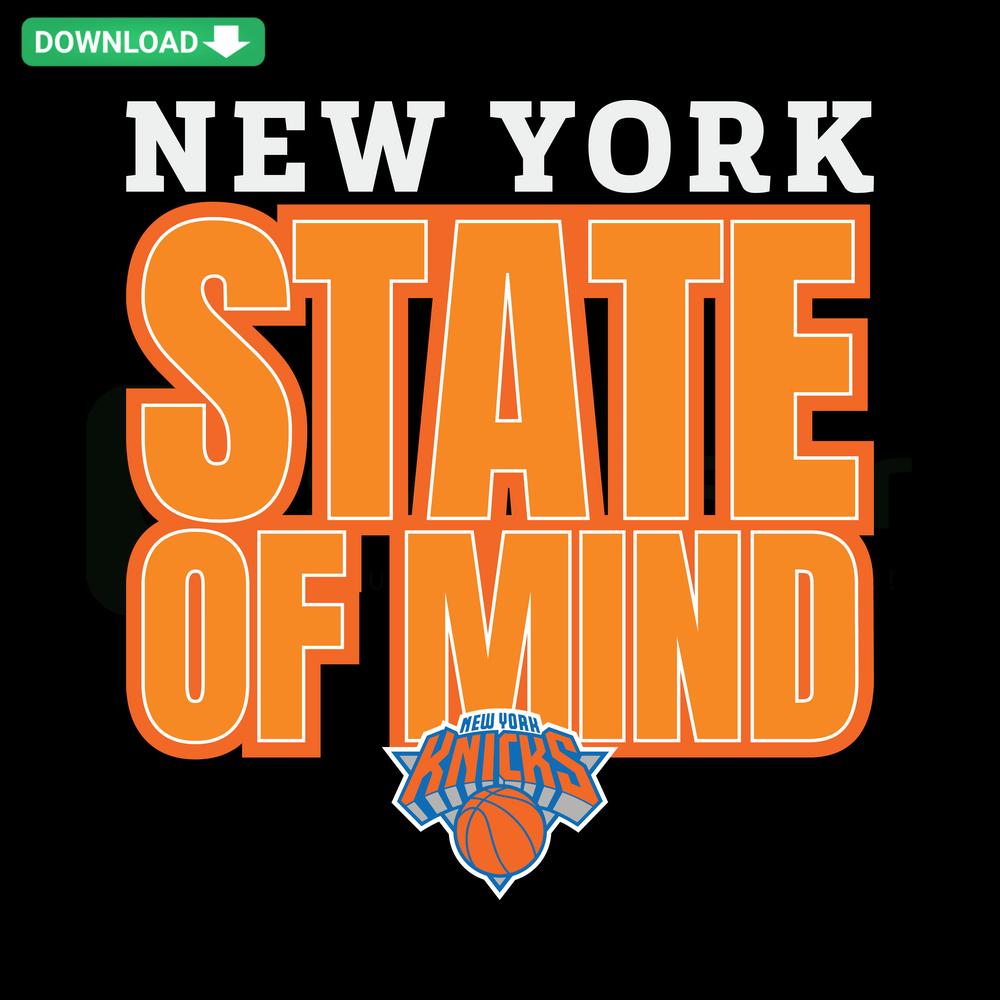 New York Basketball State Of Mind SVG: Sporty home decor design featuring bold typography & basketball graphic, ideal for New Yorkers