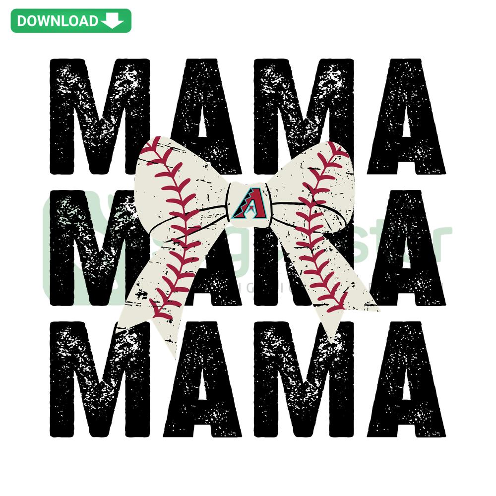 Mama Bow Tie Baseball Arizona Diamondbacks SVG, Vector SVG Designs: Stylish Diamondbacks-themed bow tie with baseball motifs.