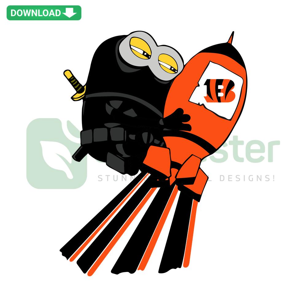 Minions Cincinnati Bengals SVG, digital download for T-shirt designs, featuring cute Minions in Bengals team colors.