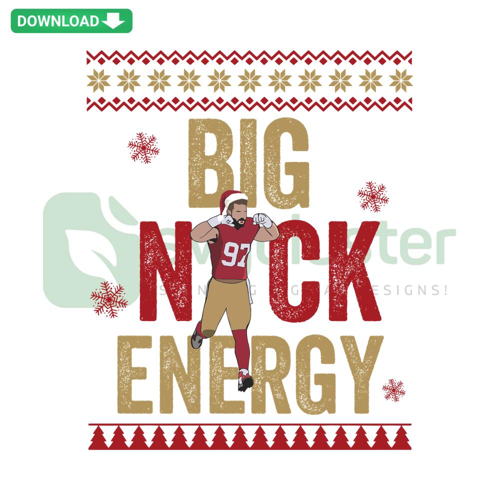 Big Nick Energy Bosa 97 San Francisco 49ers Christmas SVG, featuring editable football jersey design for festive crafts.
