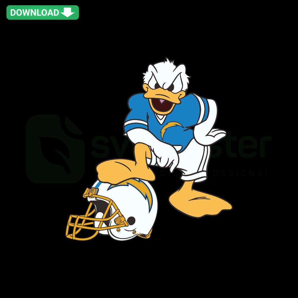 Donald Duck wearing Los Angeles Chargers gear SVG, perfect for crafting and design projects, digital download available.