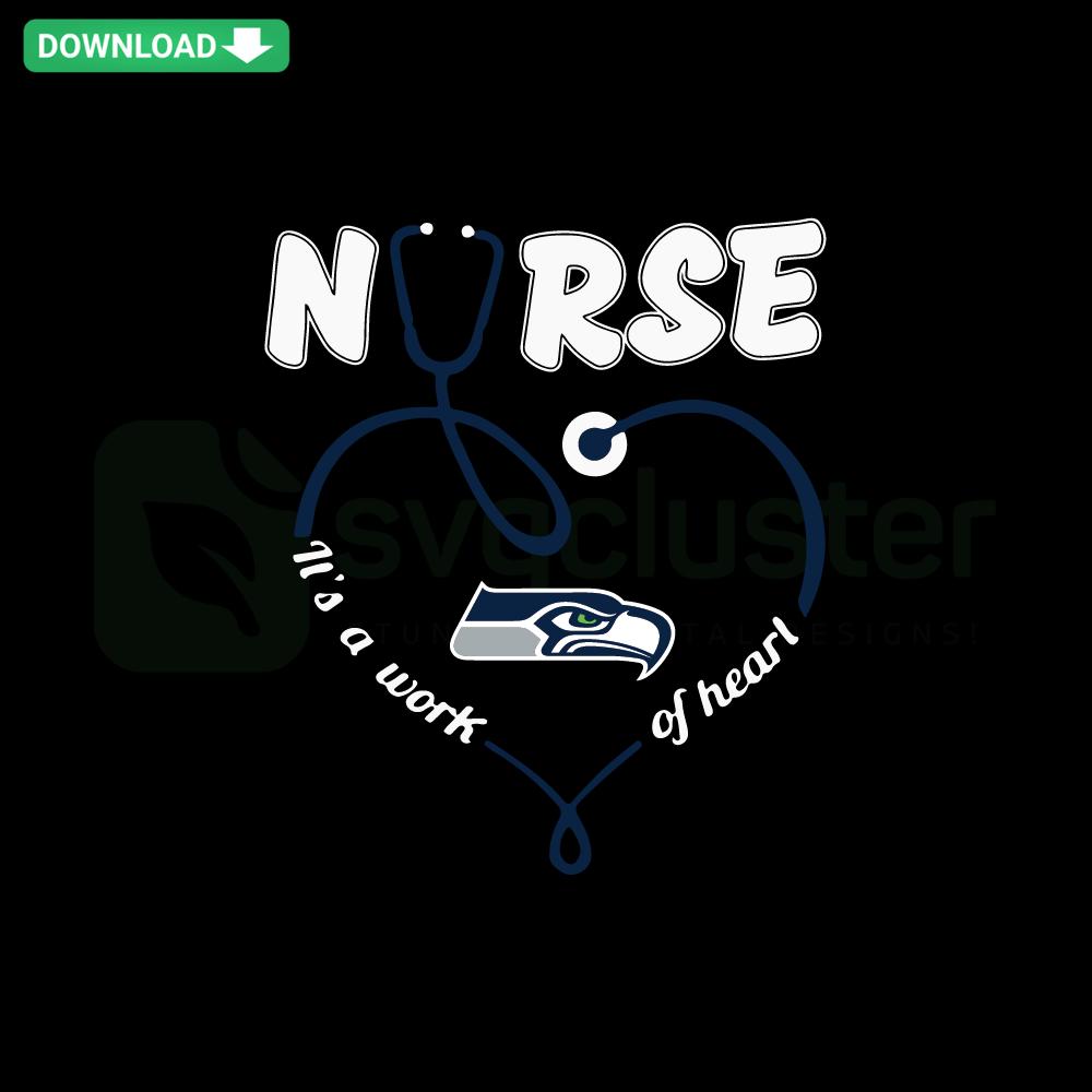Seattle Seahawks-themed SVG design for nurses with heart, ideal for Cricut projects.