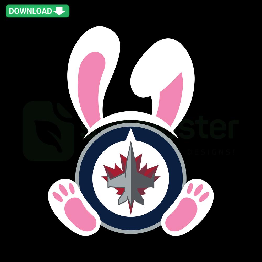 Winnipeg Jets Easter Bunny SVG, digital design with hockey theme, instant download for designers, perfect for crafts.