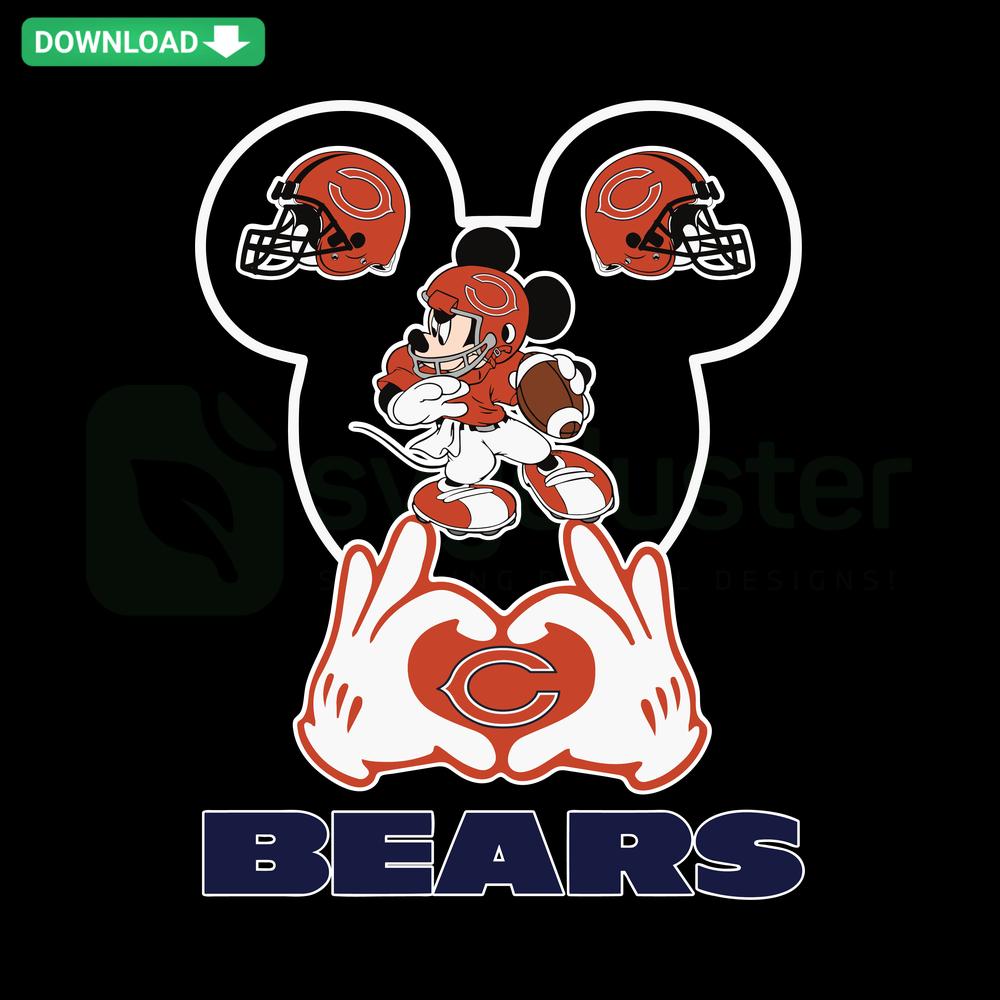 Mickey Mouse in Chicago Bears jersey SVG, perfect Cricut design for NFL fans and DIY projects.