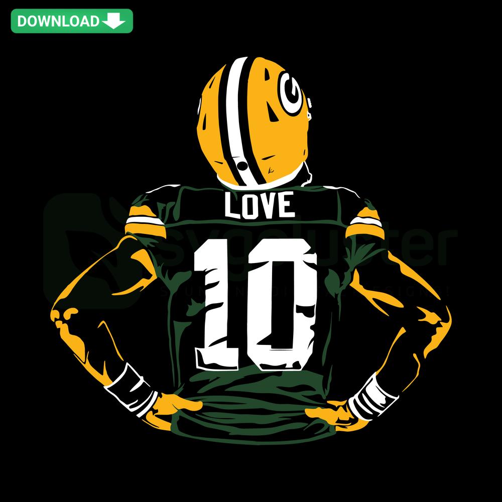 Green Bay Packers Jordan Love SVG Design, Football Player Clipart, SVG Design Resources, NFL Quarterback, Digital Download