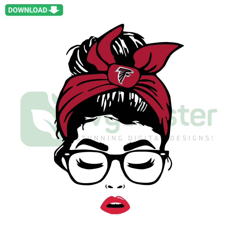 Atlanta Falcons Football Team Messy Bun SVG, perfect for scrapbooking with team logo, stylish fan design.