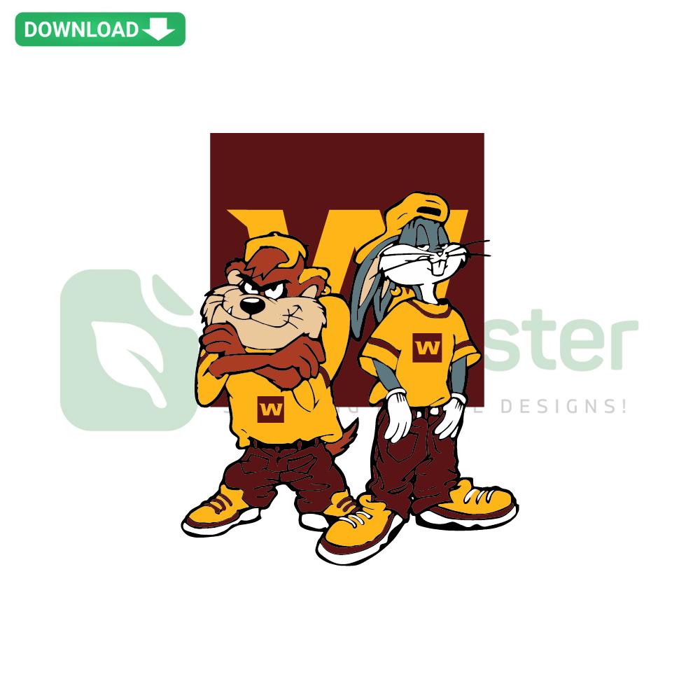 Looney Tunes Hip Hop Washington Football SVG, featuring characters in stylish hip hop gear for Cricut project download.