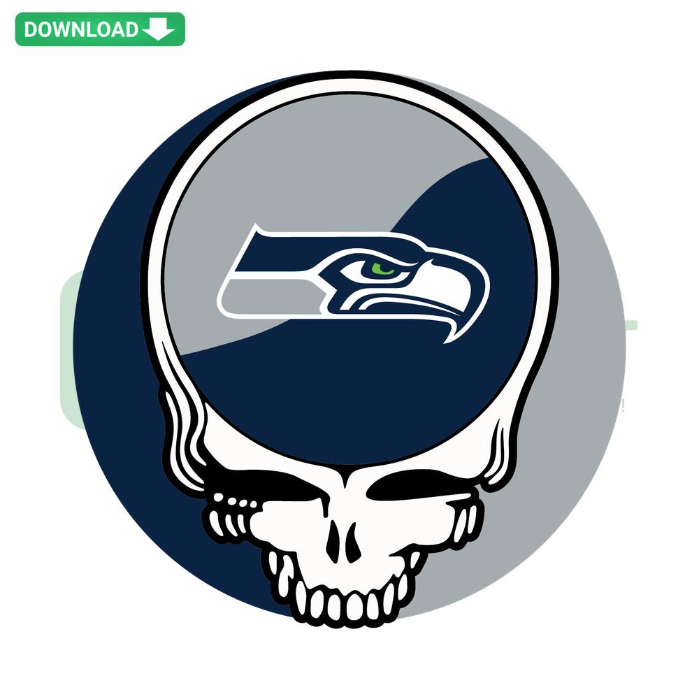 Seahawks Skull SVG: Bold Seattle Seahawks-themed skull design for instant digital download, ideal for designers seeking NFL art.