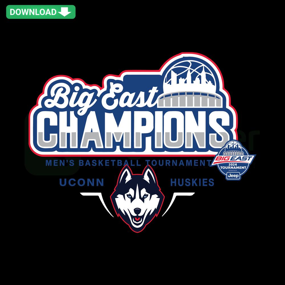 Big East 2024 Champ UConn Huskies NCAA SVG Digital Download Template for Cards, Blue and White Design