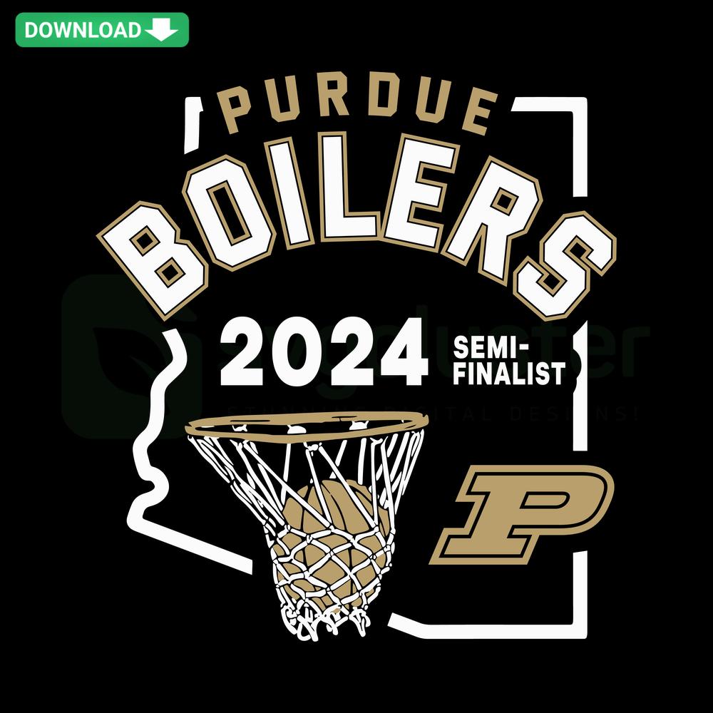 Purdue Boilers 2024 NCAA Basketball SVG Download, Vector Graphic: Featuring bold team colors, logo, and basketball elements.