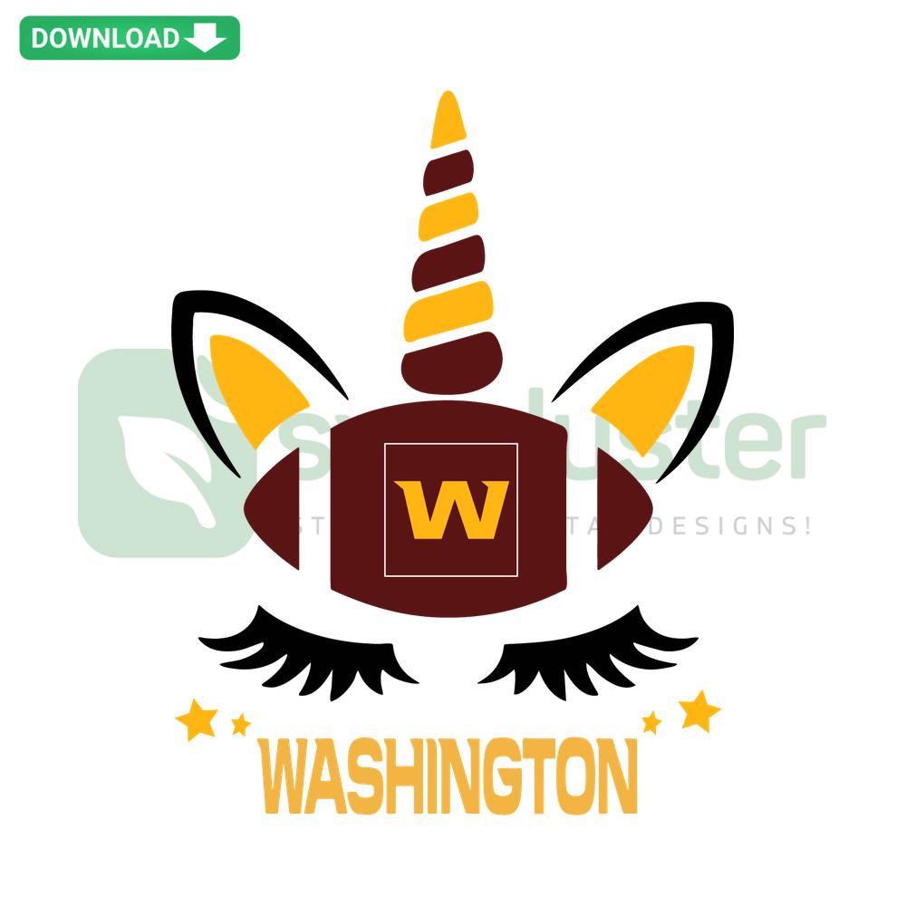 Washington Football Team Unicorn SVG with team colors, helmet, and magical unicorn elements, perfect for digital download and printing.