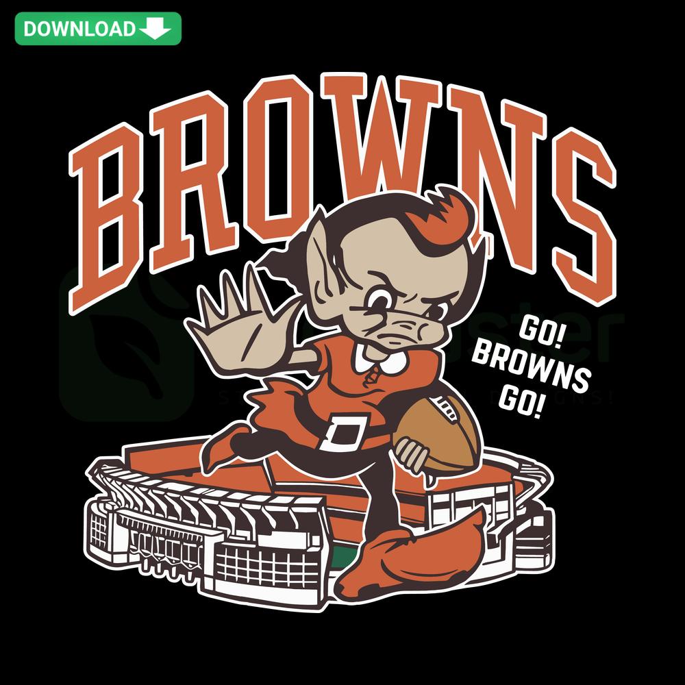 Browns Elf Football SVG, festive elf holding football, Go Browns Go text, high-quality digital download for fans.