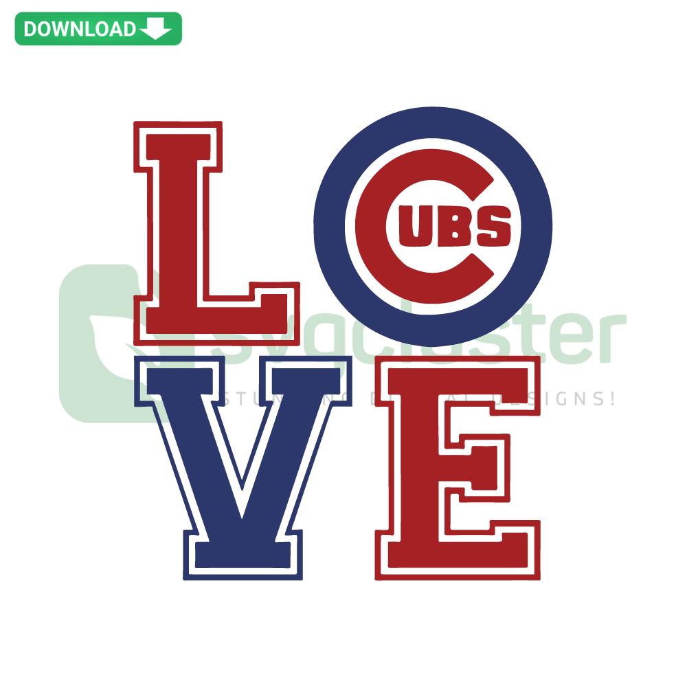 Chicago Cubs Love SVG Cut File: Heart-shaped design with Cubs logo, ideal for Cricut & Silhouette crafting projects.
