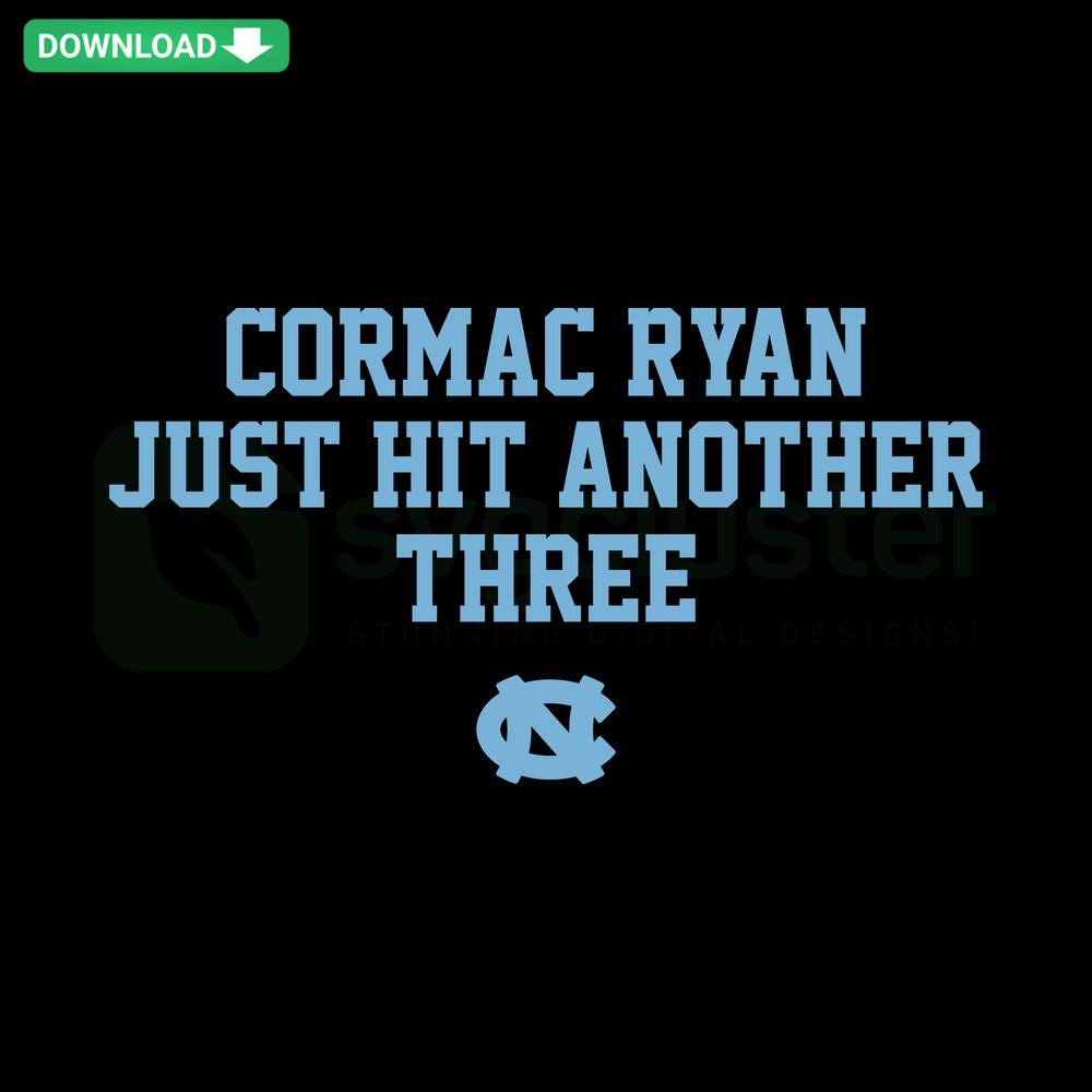 Cormac Ryan UNC Basketball Hitting Three SVG, SVG Files for Cricut/Silhouette, Sports Design