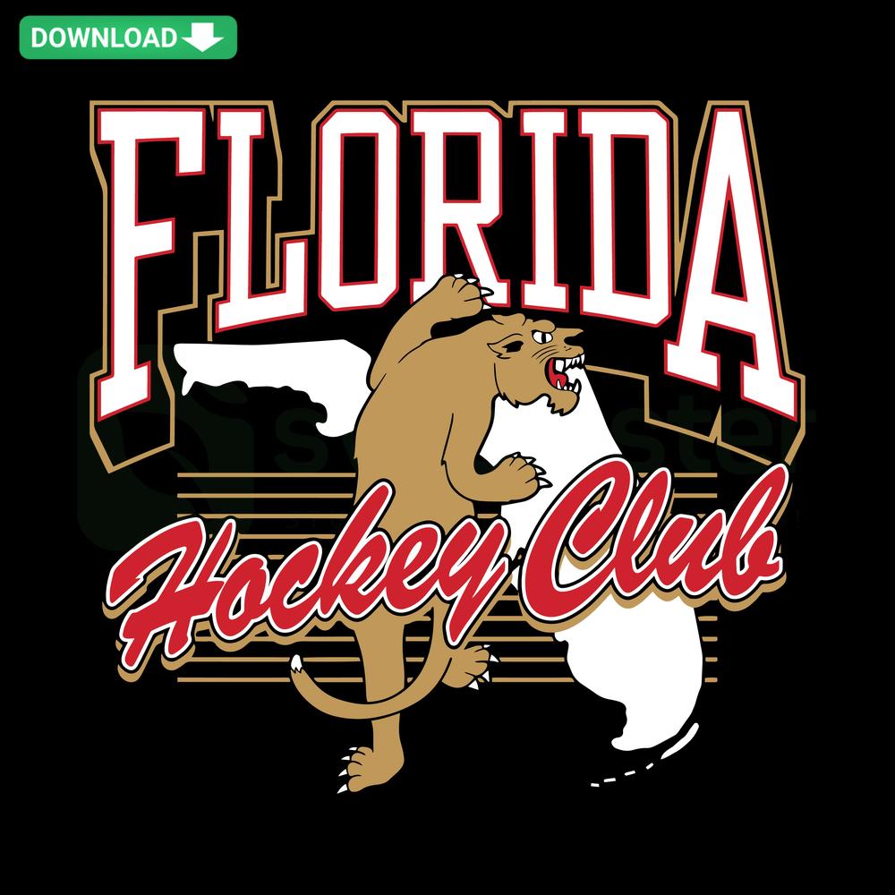 Florida Hockey Club SVG, Cricut Design Files - Ice hockey stick and puck graphic with Florida map outline, digital download.