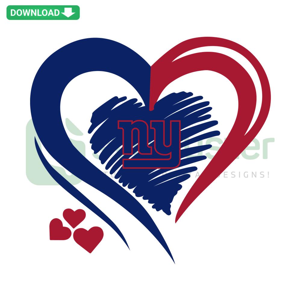 New York Giants Heart Logo SVG, Digital Download, Cricut Files; Blue Heart with Giants Logo, Ideal for Crafts & DIY Projects