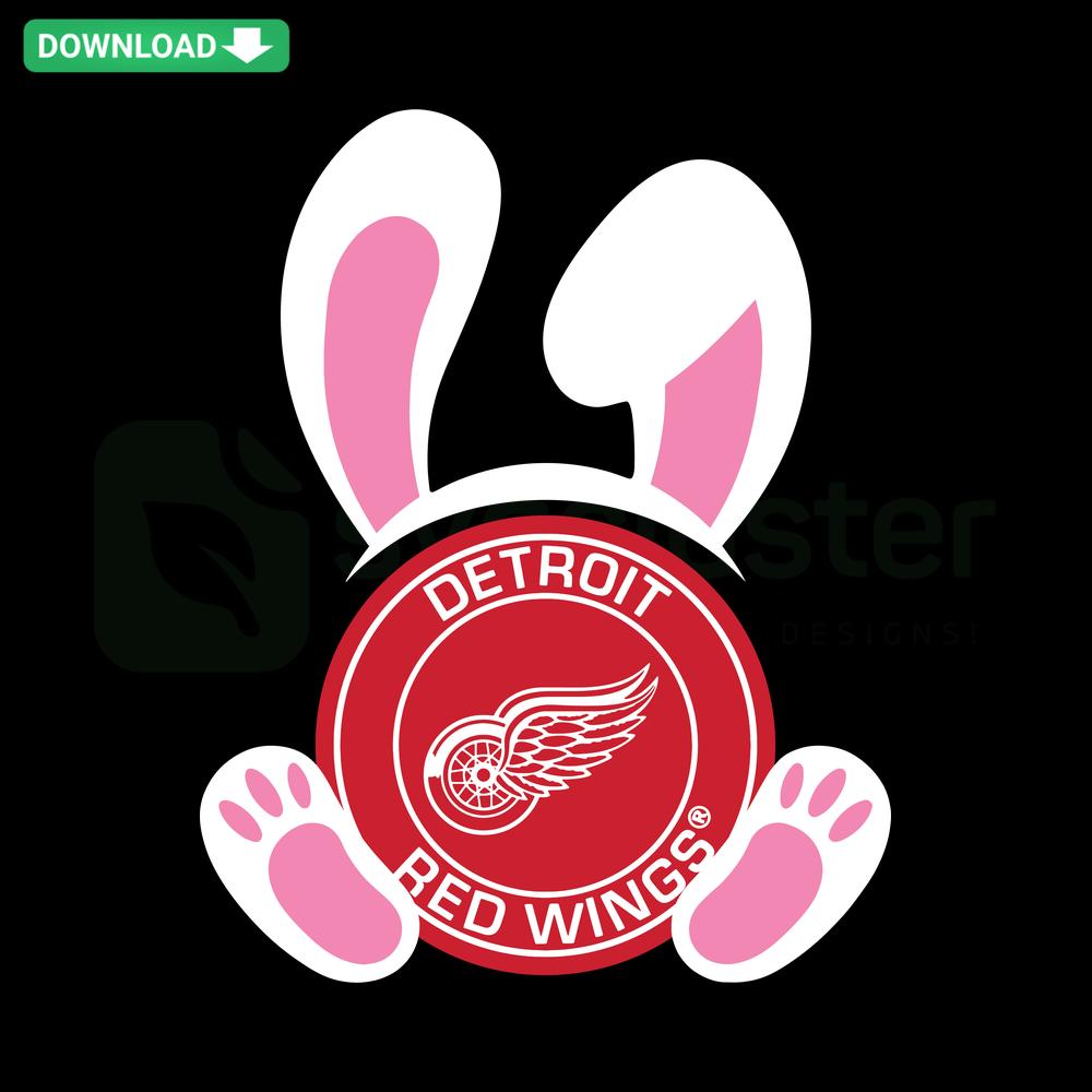 Detroit Red Wings Easter Bunny SVG, perfect for crafts. Features team logo patterns intertwined with a festive Easter bunny design.