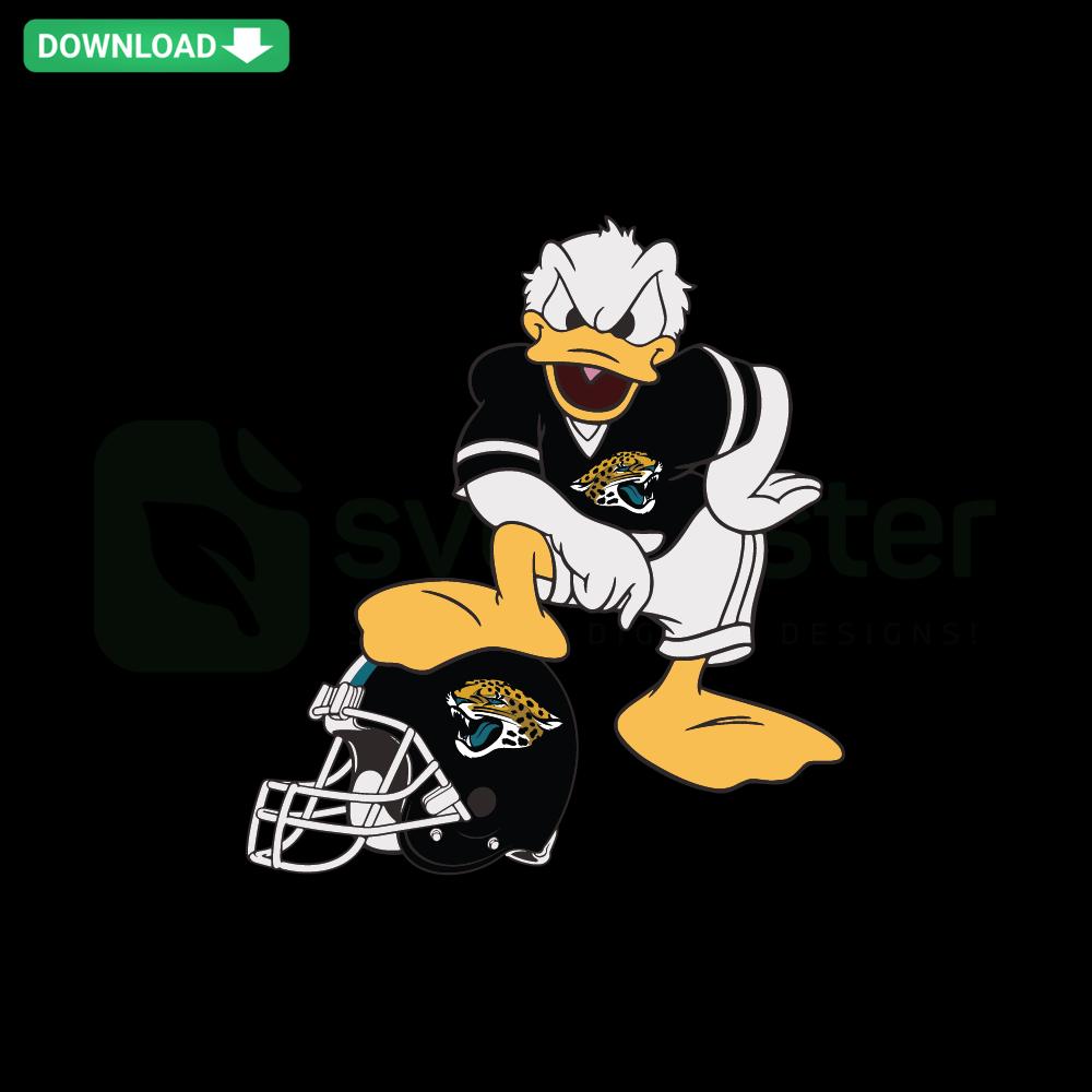 Donald Duck wearing Jacksonville Jaguars gear, SVG digital download, NFL mascot design, instant download for crafts or print.