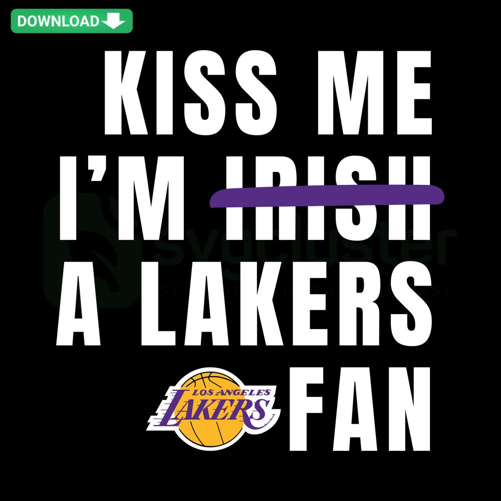 Kiss Me I'm a Lakers Fan SVG Digital Download, High-Resolution: Yellow & Purple Basketball-Themed Design, Ideal for Lakers Enthusiasts