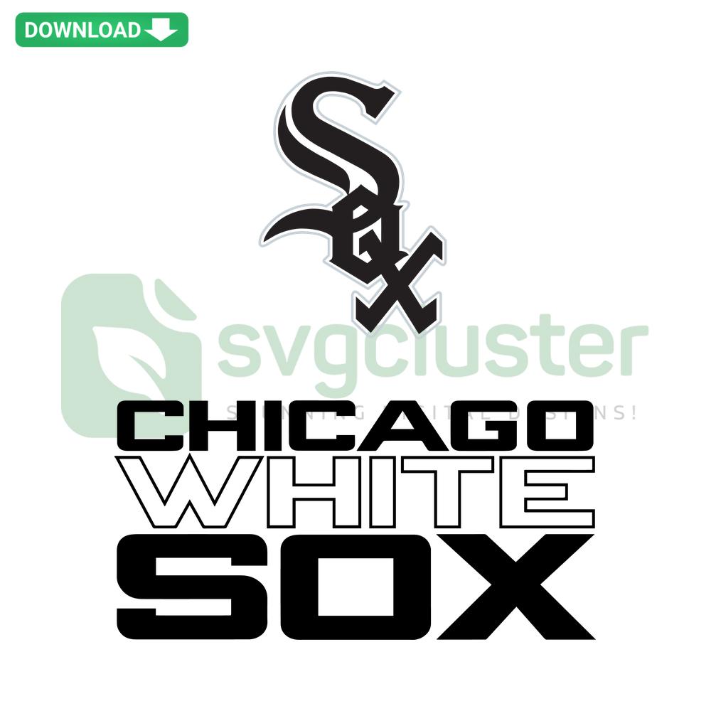 Chicago White Sox Logo SVG, digital clip art featuring iconic black and white Sox emblem for instant download.